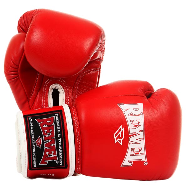 Перчатки боксерские широкий манжет, красный, к/з, Reyvel