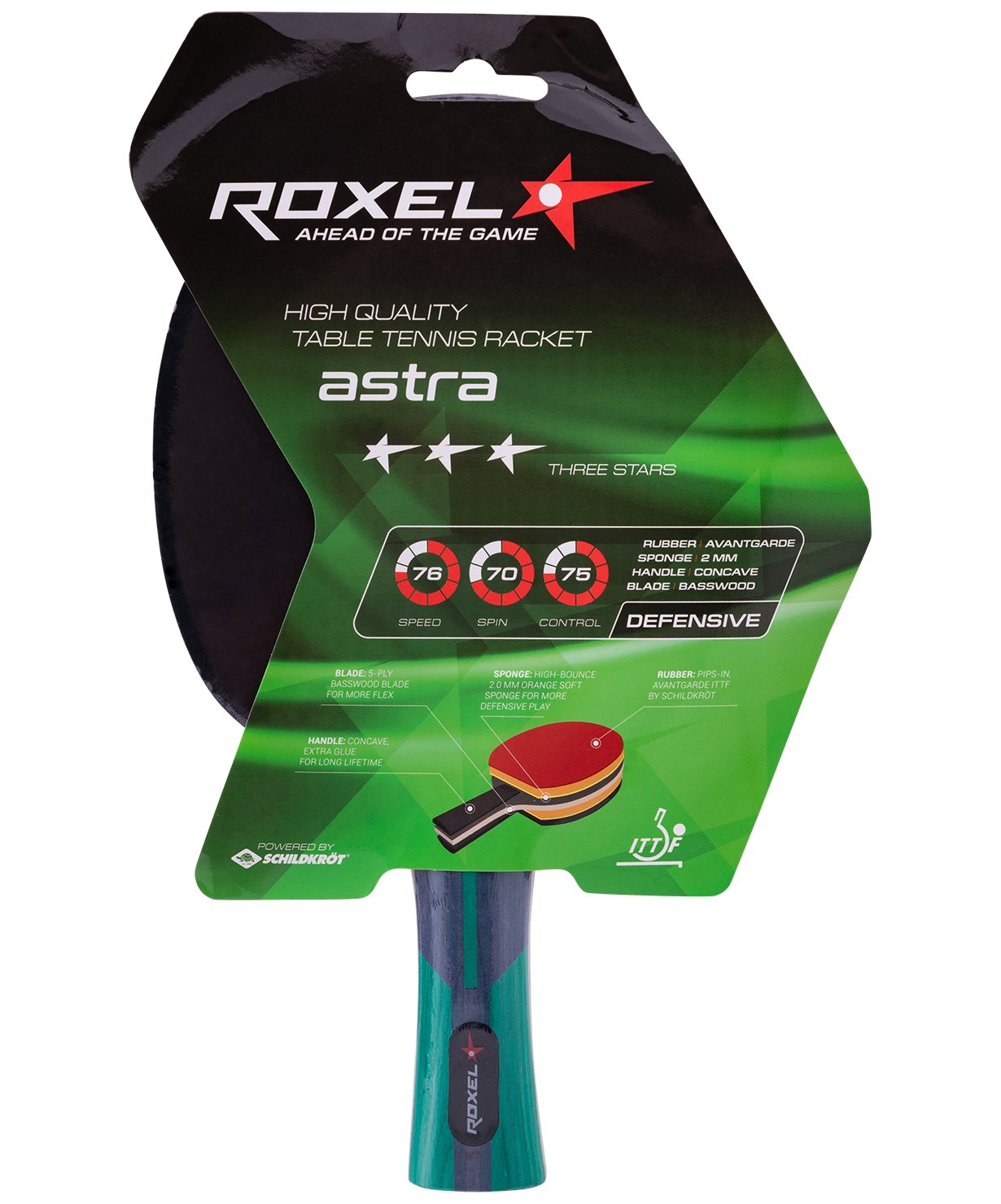 Ракетка для настольного тенниса 3* Astra, коническая Roxel
