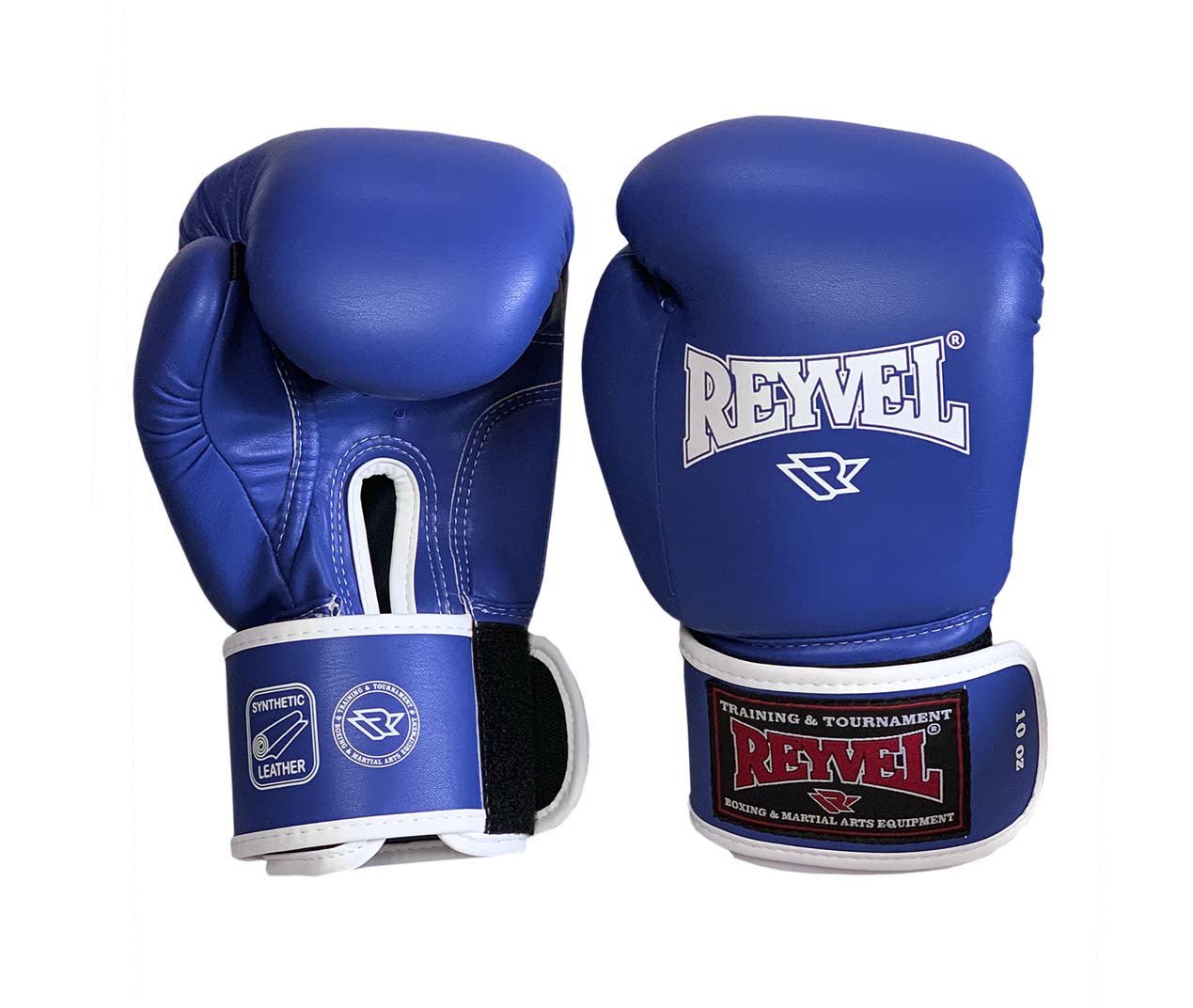 Перчатки боксерские широкий манжет, синий, к/з, Reyvel
