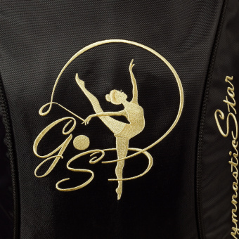 Рюкзак для гимнастики с вышивкой (черный/золотой), 45 см