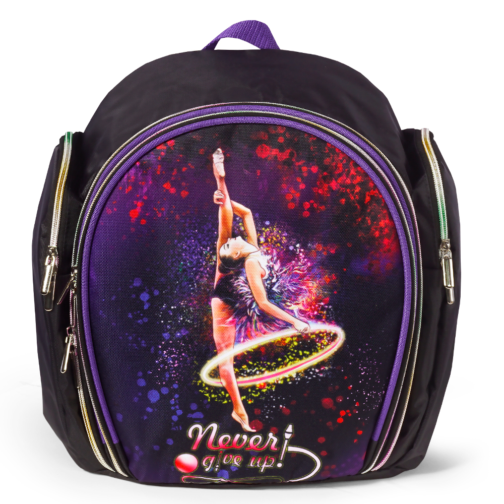 Рюкзак для гимнастики (черный/фиолетовый), 35 см